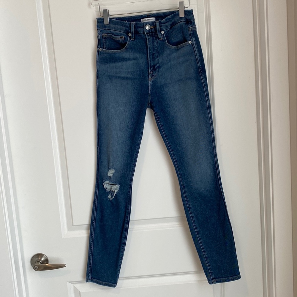 Good American Good Curve High Rise Distressed Jeans SIZE 4/27 EUC